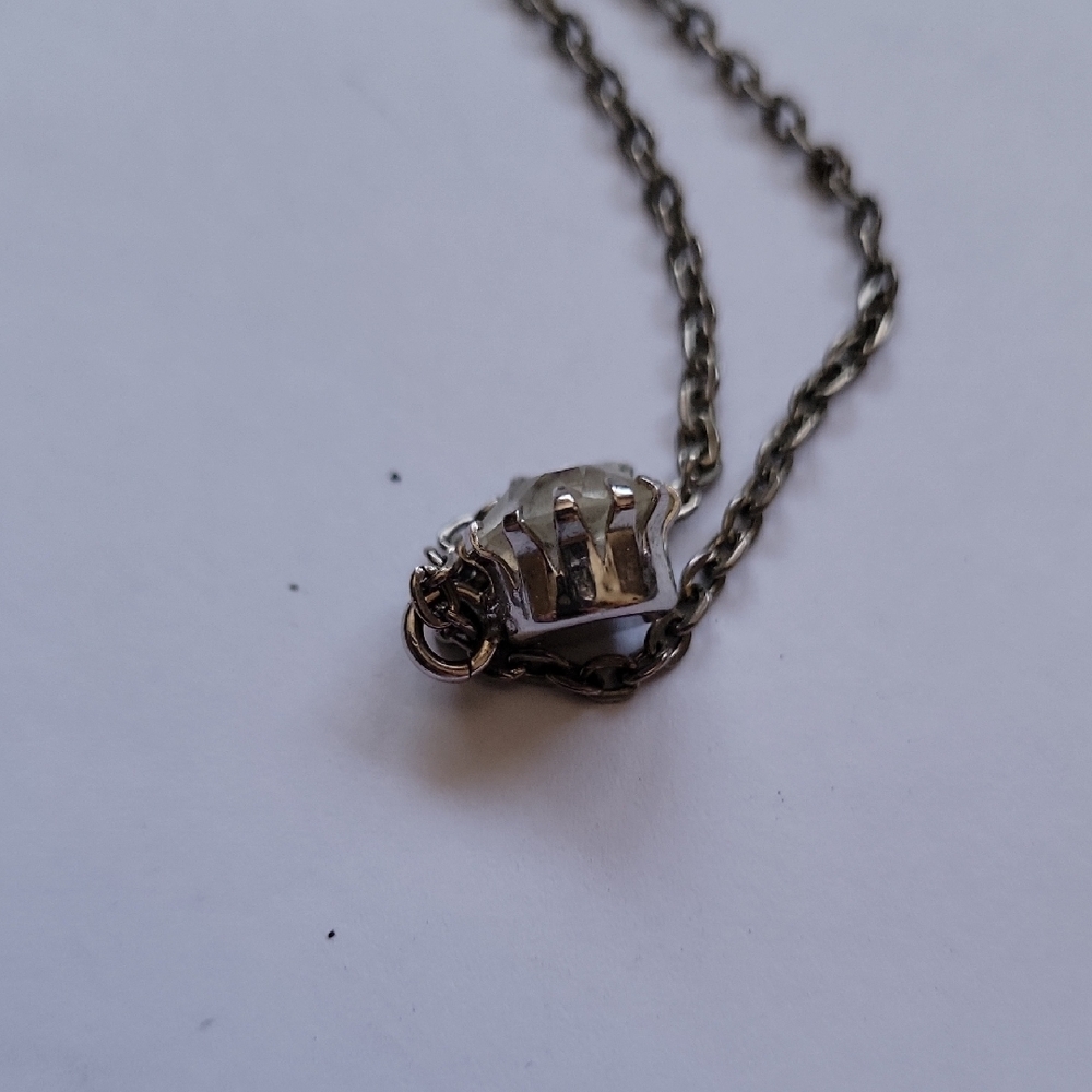 Silver Plated 16" Solitaire Pendant Necklace - Picture 3 of 3